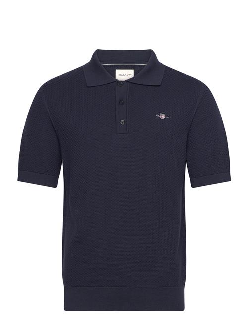 Se GANT Structured Cotton Ss Polo GANT Navy ved Booztlet