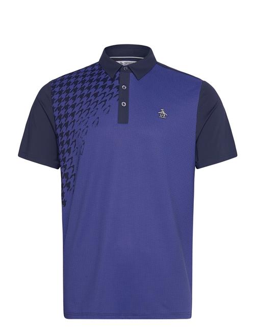 Se Original Penguin Golf Asymmetrical Pete Gingham Colour Block Polo Original Penguin Golf Blue ved Booztlet