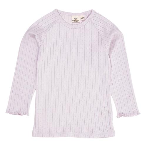 Copenhagen Colors Langærmet T-shirt i Lavender med Pointelle strik | Lilla | 86 cm