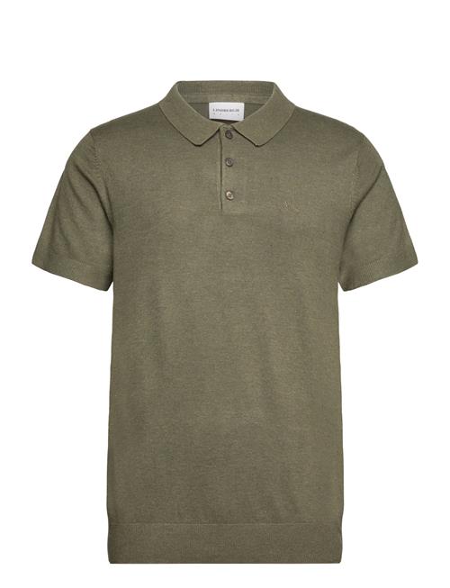 Se Lindbergh S/S Polo Knit Lindbergh Khaki ved Booztlet