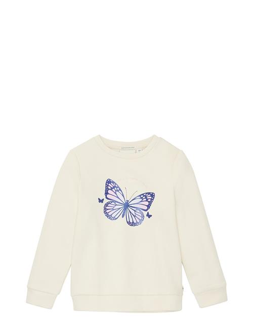 Se Tom Tailor Sweatshirt With Butterfly Print Tom Tailor Cream ved Booztlet