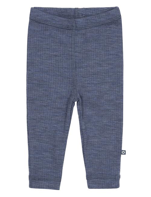 Se Smallstuff Legging, Denim Melange Drop Needle, Merino Wool Smallstuff Blue ved Booztlet