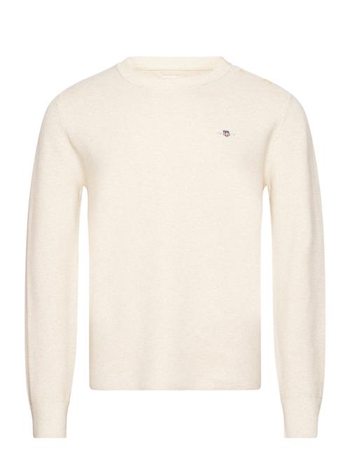 Se GANT Milano Knit Cotton Butt D C-Neck GANT Cream ved Booztlet