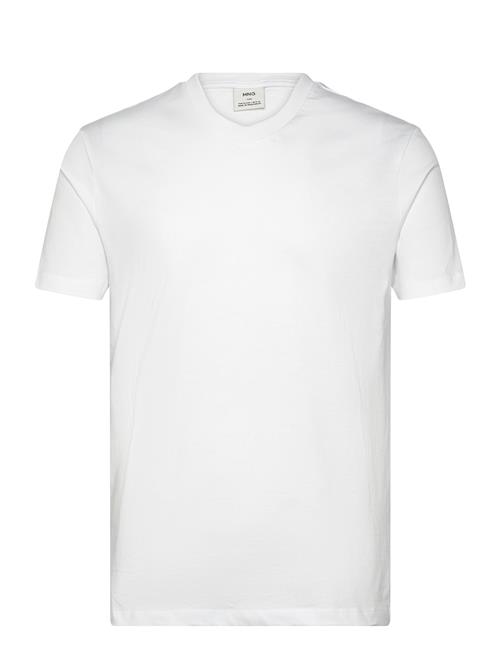 Se Mango Slim-Fit Cotton V-Neck T-Shirt Mango White ved Booztlet