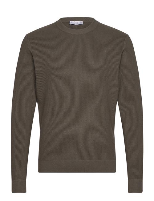 Mango Ribbed Cotton Knitted Sweater Mango Khaki