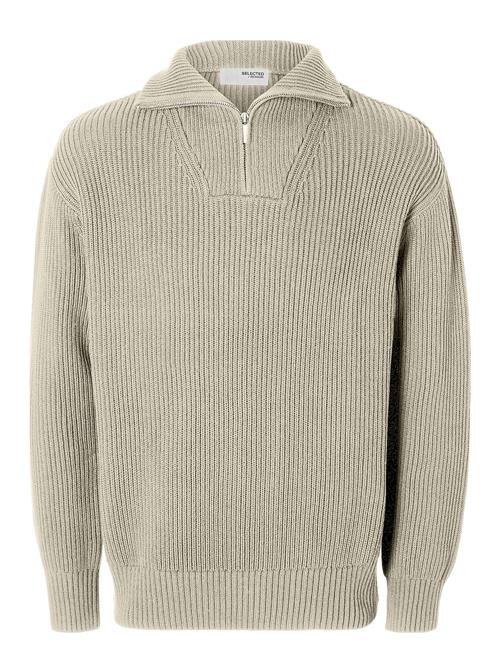 Se Selected Homme Slhdry Ls Knit Relaxed Half Zip Selected Homme Cream ved Booztlet