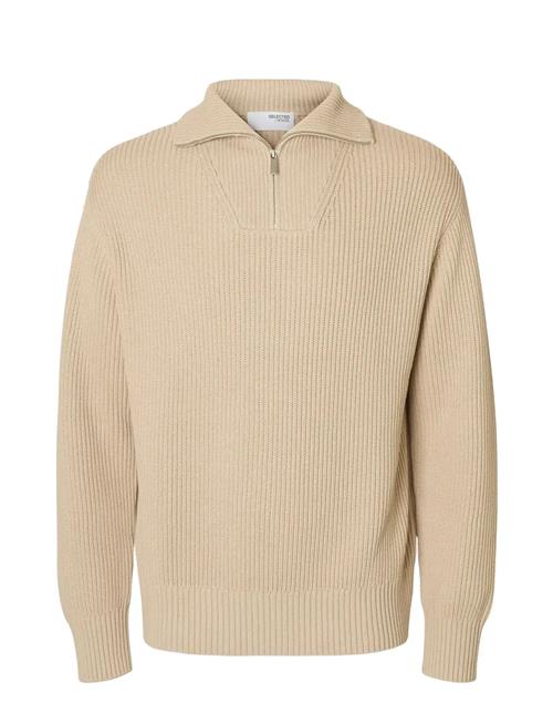 Slhdry Ls Knit Relaxed Half Zip Selected Cream