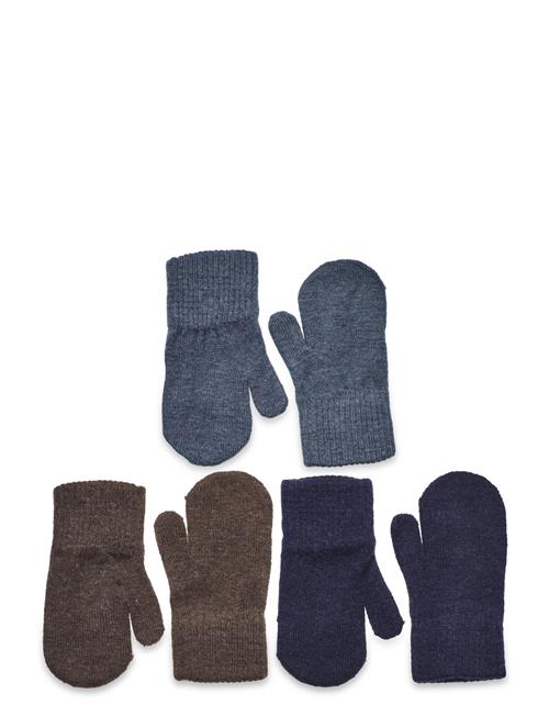 Se Minymo Magic Mittens Knit 3-Pack Minymo Navy ved Booztlet