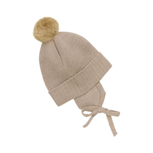 Huttelihut Baby Bonnet Wool Knit Alpaca Pompon Cobblestone | Brun | 62/68 cm