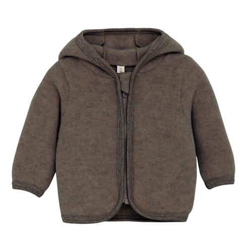 Se Huttelihut Jakke Ears Wool Fleece (M) Brown Melange | Brun | 86 cm ved Babyshop