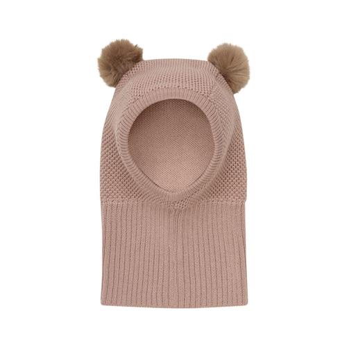 Se Huttelihut Balaclava Windstop m. Pomponer Mahogany Rose | Lyserød | 0-12 months ved Babyshop