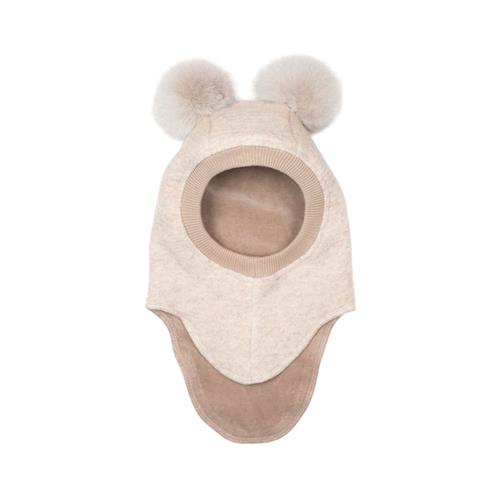 Se Huttelihut Balaclava m. Alpaca Pompoms Sand Melange |  | 0-12 months ved Babyshop