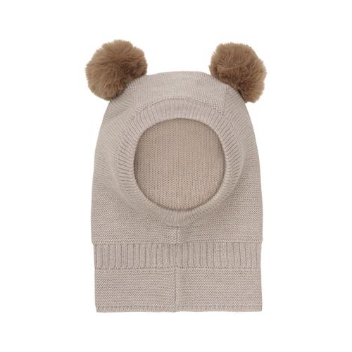 Se Huttelihut Balaclava Windstop m. Pompoms Camel Melange | Brun | 12-24 months ved Babyshop