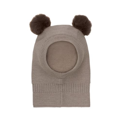 Huttelihut Balaclava Windstop m. Pompomer Brown Melange | Brun | 4-6 years