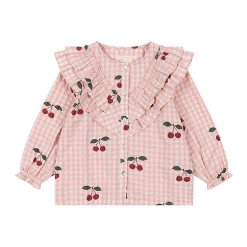 Konges Sløjd Kim Frill Blouse Gots Cherry Check | Lyserød | 4 years