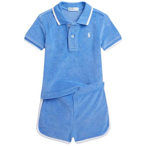 Se Ralph Lauren Sæt I Frotté Med Poloshirt Og Et Shorts Harbor Island Blue | Blå | 3 months ved Babyshop