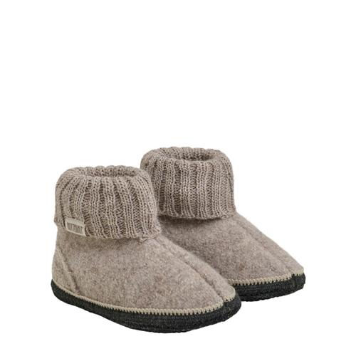 Se Huttelihut Tøfler Uld Camel Melange | Brun | 27 EU ved Babyshop