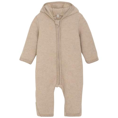 Huttelihut Pram Suit Ears Wool Fleece (S) Camel Melange | Brun | 62 cm