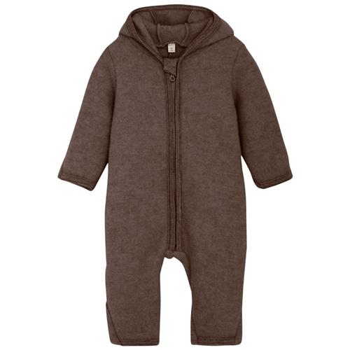 Huttelihut Pram Suit Ears Wool Fleece (S) Brown Melange | Brun | 62 cm