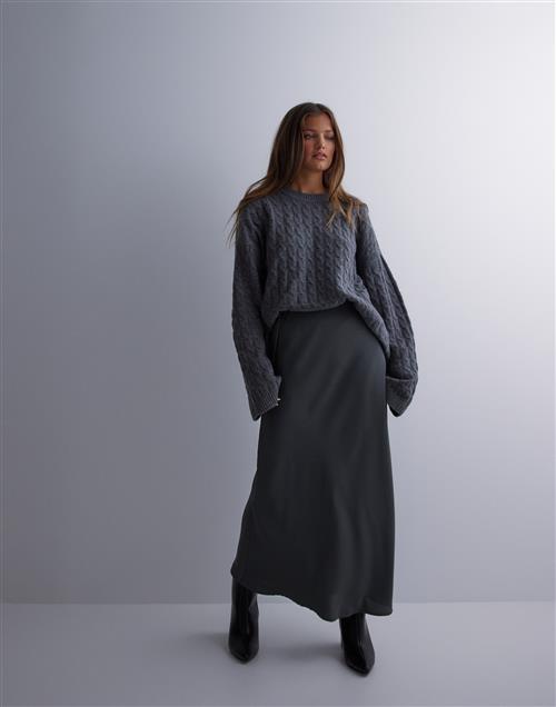 Pieces - Grå - Pcfranan Hw Ankle Skirt Wvn Noos Bc