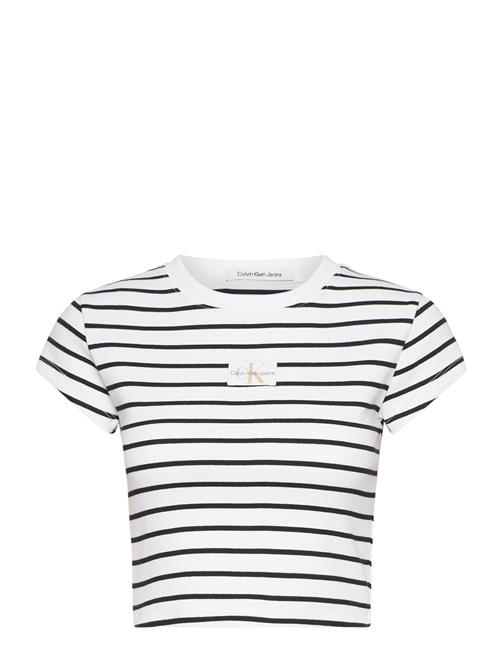 Se Calvin Klein Jeans Woven Label Rib Baby Tee Calvin Klein Jeans Patterned ved Booztlet