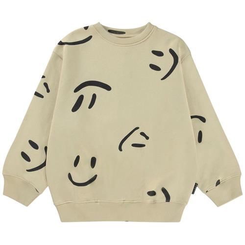 Se Molo GOTS Monti Sweatshirt Big Smiles | Beige | 176 cm ved Babyshop