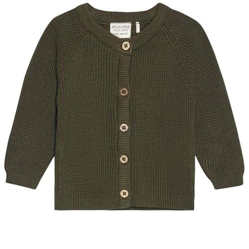 Se Minymo Cardigan Olive Night | Grønn | 68 cm ved Babyshop