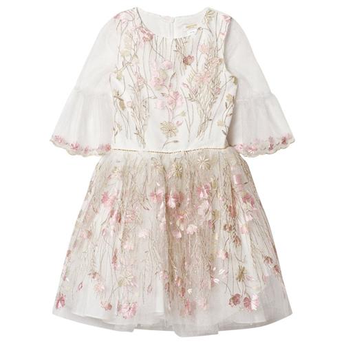 Se David Charles Ivory Tulle Embroidered Party Dress with Gold Detail |  | 16 years ved Babyshop