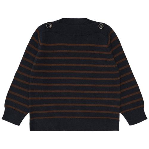 Se FUB Stribet Strikket Trøje Dark Navy/Amber | Marine blå | 62 cm ved Babyshop