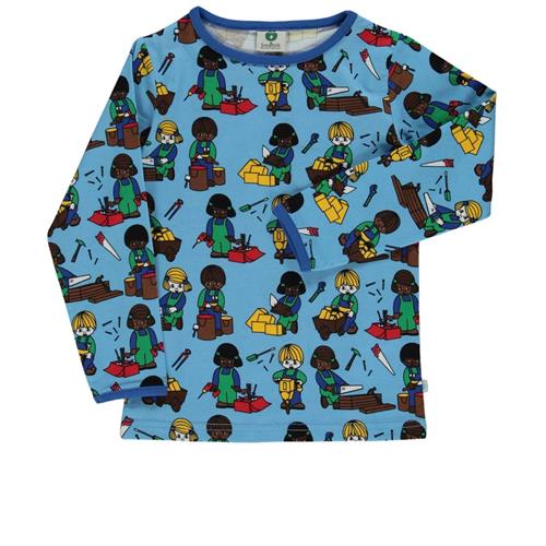 Småfolk Mønstret Langærmet T-shirt Blue Grotto | Blå | 7-8 years