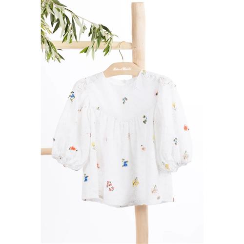 Se Tartine et Chocolat Hibiscus Blomstret Bluse Hvid | Hvid | 12 years ved Babyshop