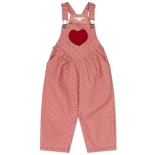 Konges Sløjd Nola Heart Overalls Gots - Mahogany Dot | Lyserød | 2 years