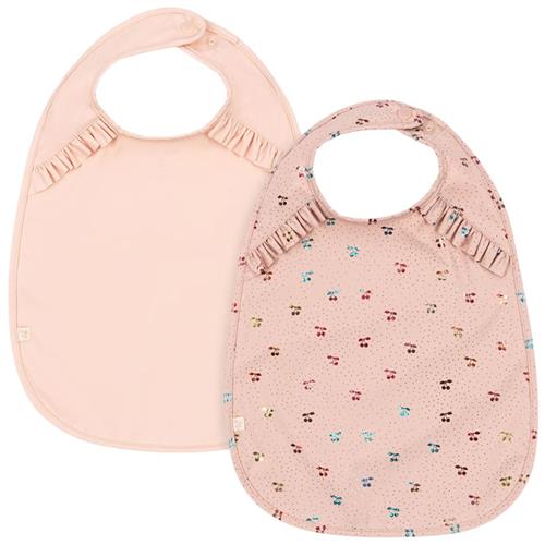 Konges Sløjd 2 Pack Dinner Bib With Frill Fairy Cherry/Cameo Rose | Lyserød | 0