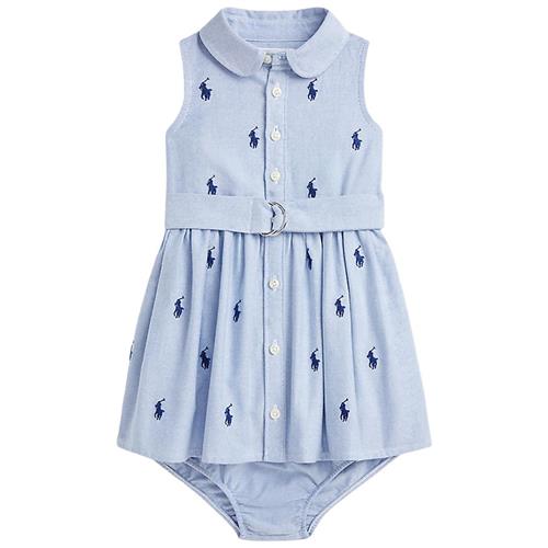 Se Ralph Lauren Logo Kjole Blue Hyacinth | Blå | 6 months ved Babyshop