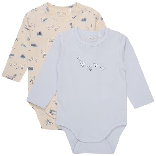 Fixoni GOTS 2-pak Mønstrete Babybodyer Gray Dawn | Grå | 68 cm