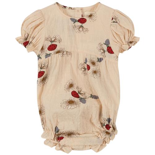 Se Konges Sløjd GOTS Vida Mønstret Romper Med Mariehøner Cremefarvet | Beige | 3 months ved Babyshop