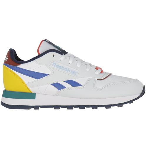 Reebok Sko - Classic Leather - Running - Moon/Navy/RÃ¸d