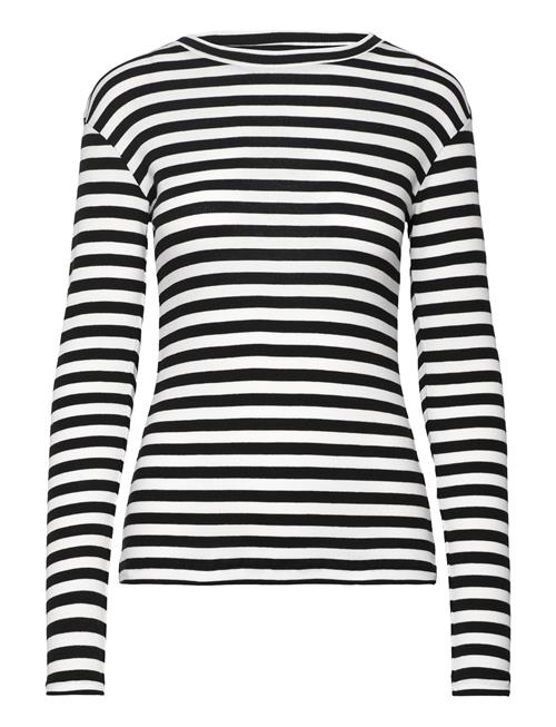 Se Mads Nørgaard 2X2 Cotton Stripe Tuba Tee Ls Mads Nørgaard Black ved Booztlet