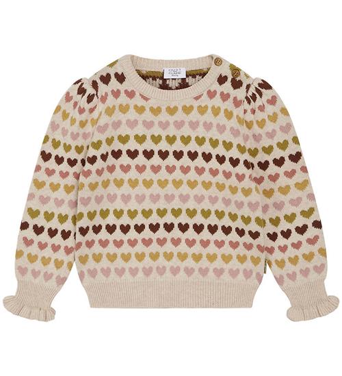 Hust and Claire Bluse - Strik - Pani - Wheat Melange m. Hjerter