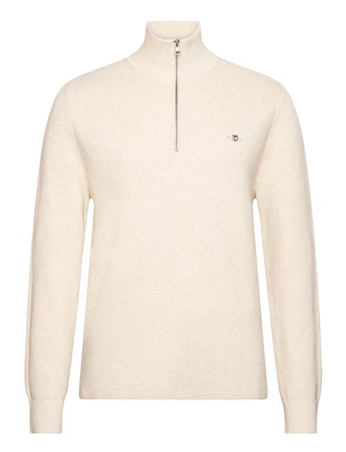 Se GANT Milano Knit Cotton Half Zip GANT Beige ved Booztlet