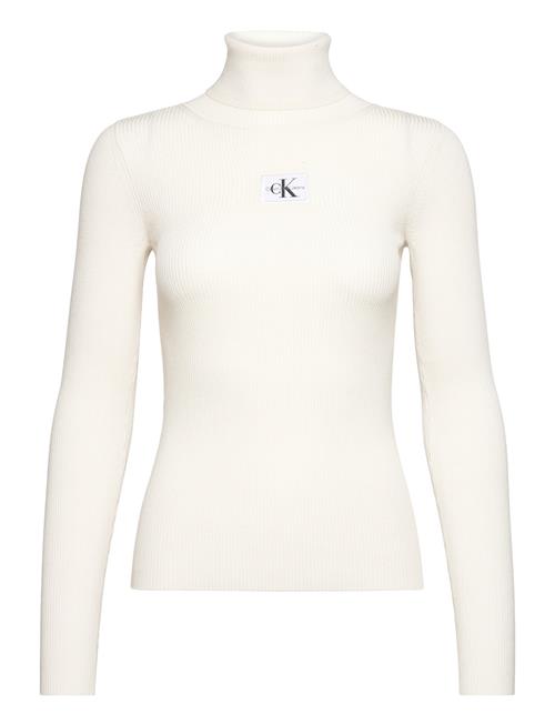 Se Calvin Klein Jeans Badge Roll Neck Sweater Calvin Klein Jeans White ved Booztlet