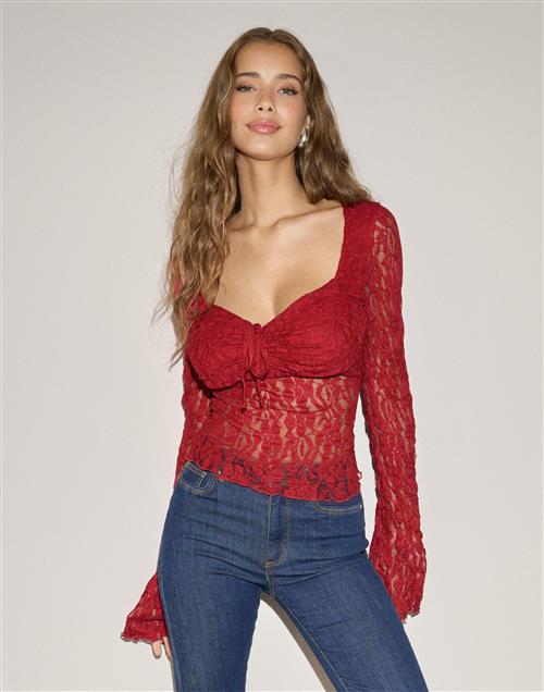 Nelly - Rød - Romantic Lace Top