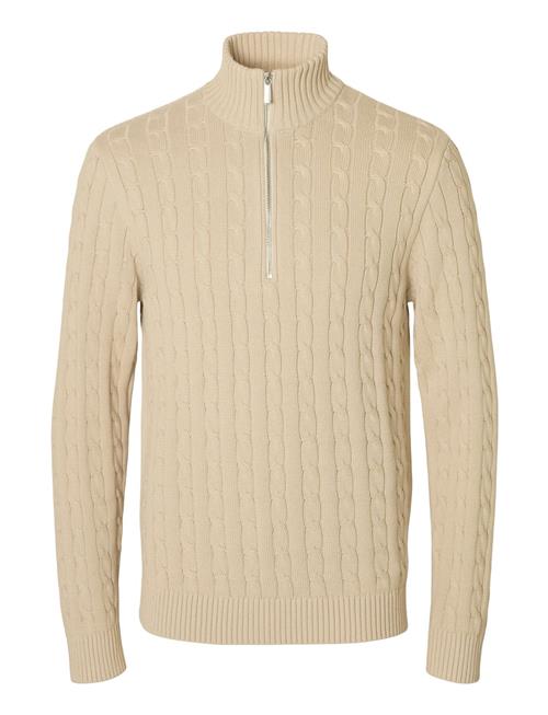 Se Slhryan Structure Half Zip Selected Homme Beige ved Booztlet