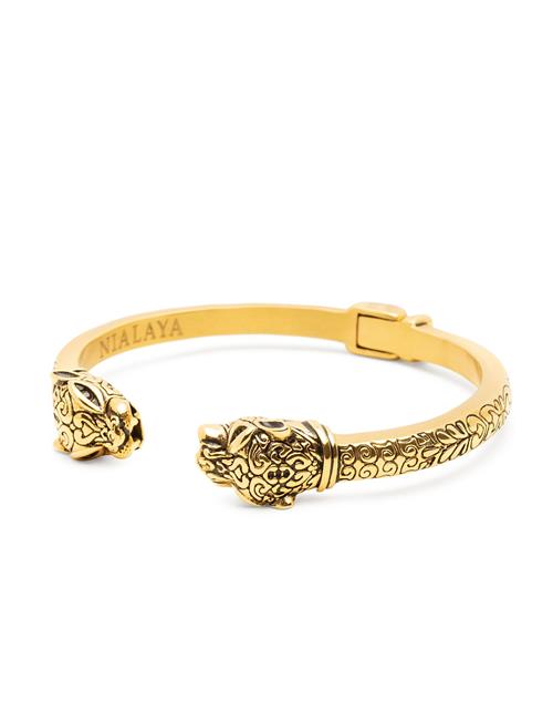 Nialaya Men's Panther Bangle In Gold Nialaya Gold