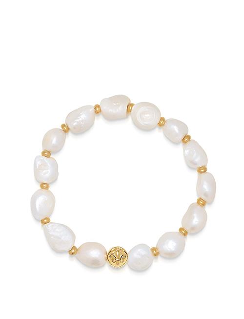 Nialaya Wristband With Baroque Pearl And Gold Nialaya White