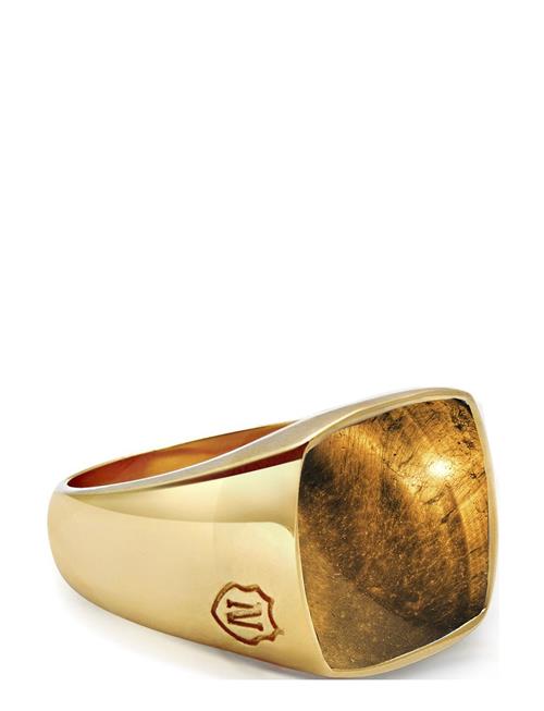 Se Nialaya Men's Gold Signet Ring With Brown Tiger Eye Nialaya Gold ved Booztlet