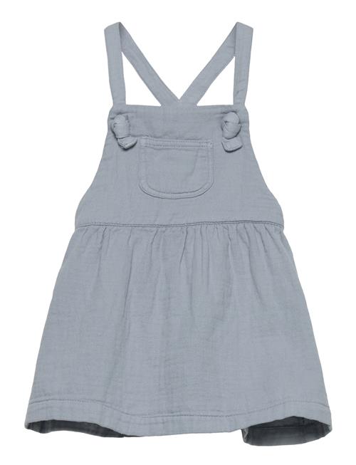 Mango Short Cotton Pinafore Dress Mango Blue