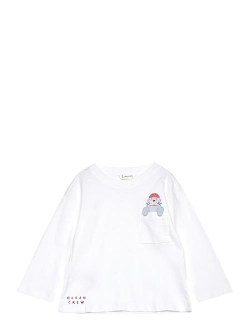 Mango Embroidered Detail Cotton T-Shirt Mango White