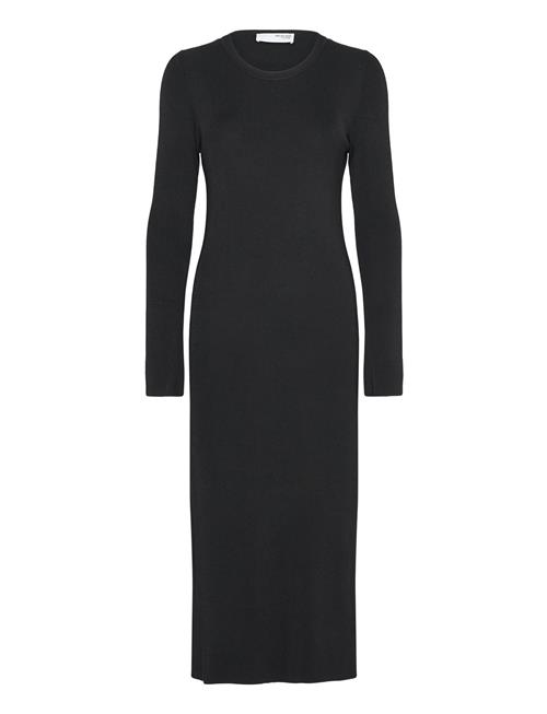 Slfcaro Ls Rib Knit Long Dress Selected Black