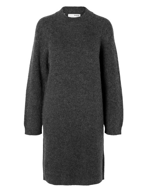 Selected Femme Slflulu Ls High Neck Knit Dress Selected Femme Grey